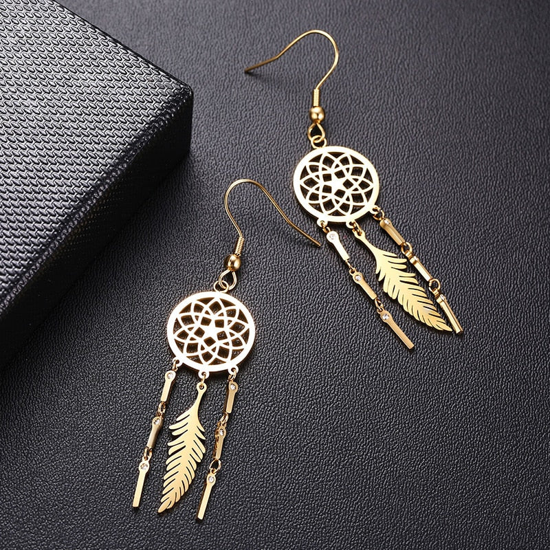 Chic Dreamcatcher Dangle Earrings for Women Aretes para mujeres 