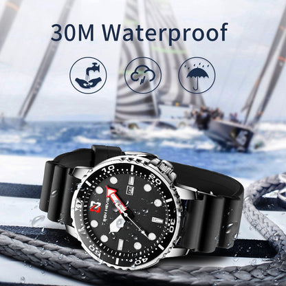 Reloj para Hombre  Men's Watches Fashion Analog Quartz Watch Military Watch Waterproof Silicone Rubber Strap Wristwatch For Man