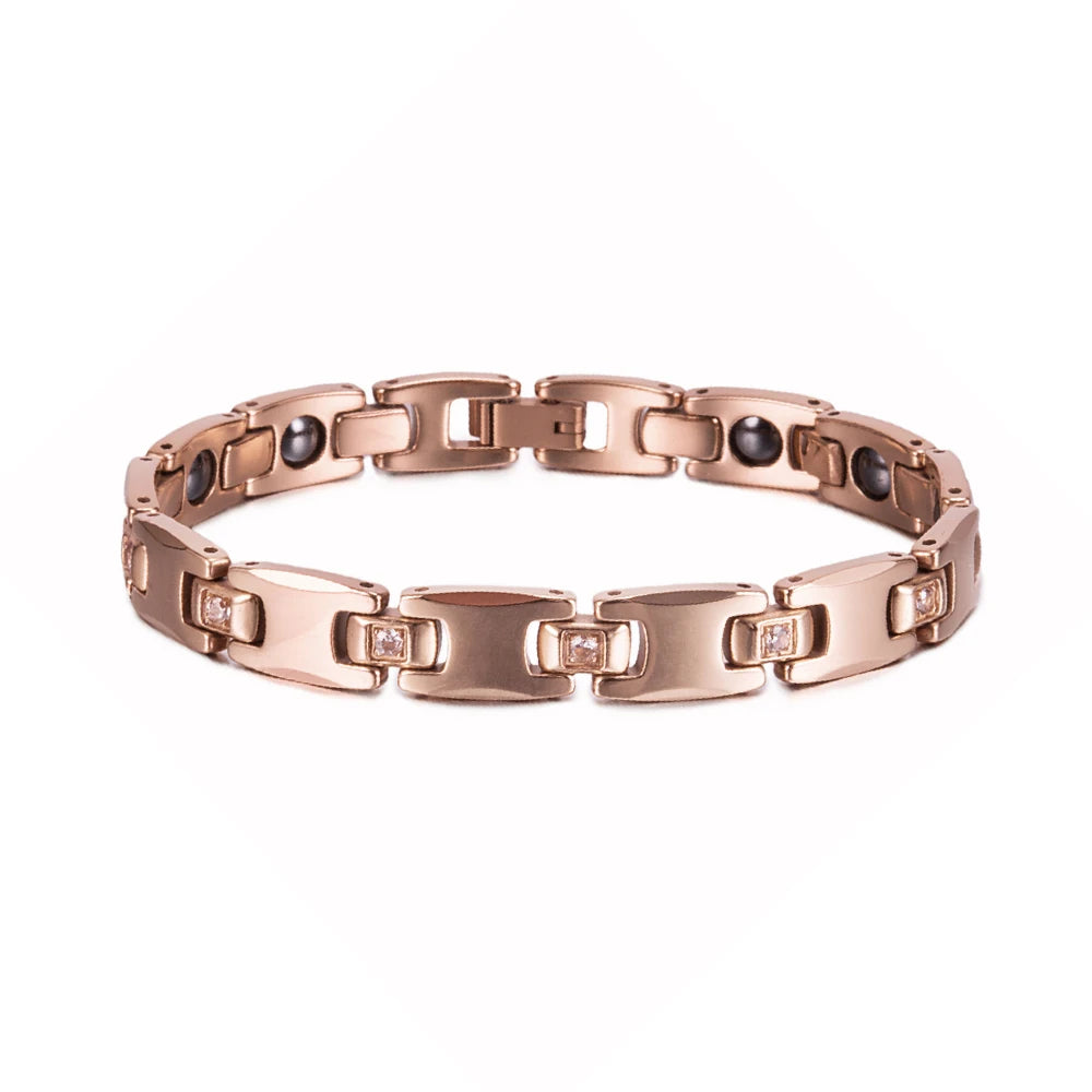 Men's Bracelet Pulsera para hombres Anti-scratch Tungsten Bracelet Cubic Zircone Health Energy Jewelry Couple Lovers Hematite Chain Tungsten Bracelet for Men Women