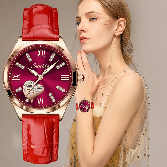 Reloj para Mujeres Women Watches Leather Band Quartz Watch Waterproof Fashion Creative Wristwatch For Women Girls Ladies Reloj mujer