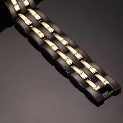 Men's Bracelet Pulsera para hombres Health Bracelets Mens Hand Chain Energy Magnetic 15mm Wide Stainless Steel Jewelry For Male