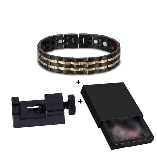 Men's Bracelet Pulsera para hombres Health Bracelets Mens Hand Chain Energy Magnetic 15mm Wide Stainless Steel Jewelry For Male