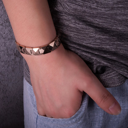Men's Bracelet Pulsera para hombres Arrow Scratch-proof Tungsten Bracelet Men Magnetic Hematite Couple Tungsten Carbide Bracelets Benefits Rose Chain Link Bracelet