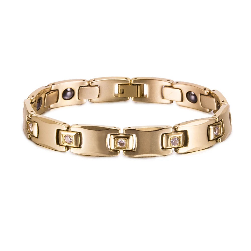 Men's Bracelet Pulsera para hombres Anti-scratch Tungsten Bracelet Cubic Zircone Health Energy Jewelry Couple Lovers Hematite Chain Tungsten Bracelet for Men Women