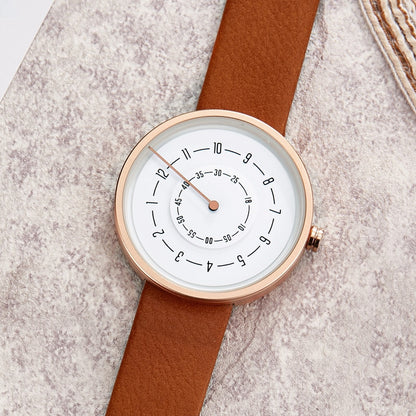 Reloj para Mujeres Unique Simple Quartz Watch Women Leather Strap Casual Circle Watches Clock Men Ladies Dress Wristwatch Couple