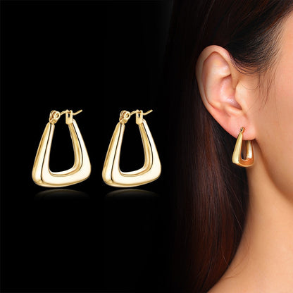 Unique Geometric Triangle Hoop Earrings for Women specs Aretes para mujeres on ear