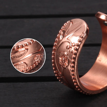 Anillo para Mujeres Ring for Women Flower Magnetic Rings Pure Copper 9mm Adjustable Open Cuff Minimalist ring