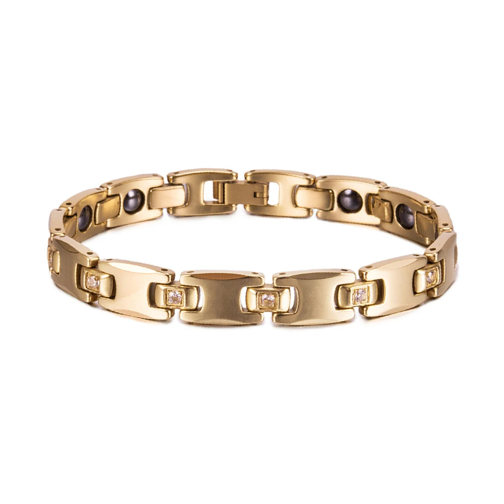 Men's Bracelet Pulsera para hombres Anti-scratch Tungsten Bracelet Cubic Zircone Health Energy Jewelry Couple Lovers Hematite Chain Tungsten Bracelet for Men Women