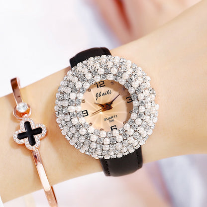 Reloj para Mujeres Elegant Crystal Women Quartz Watch Dial Leather Strap Ladies Wrist Watches Female Fashion Rhinestones Clock Reloj