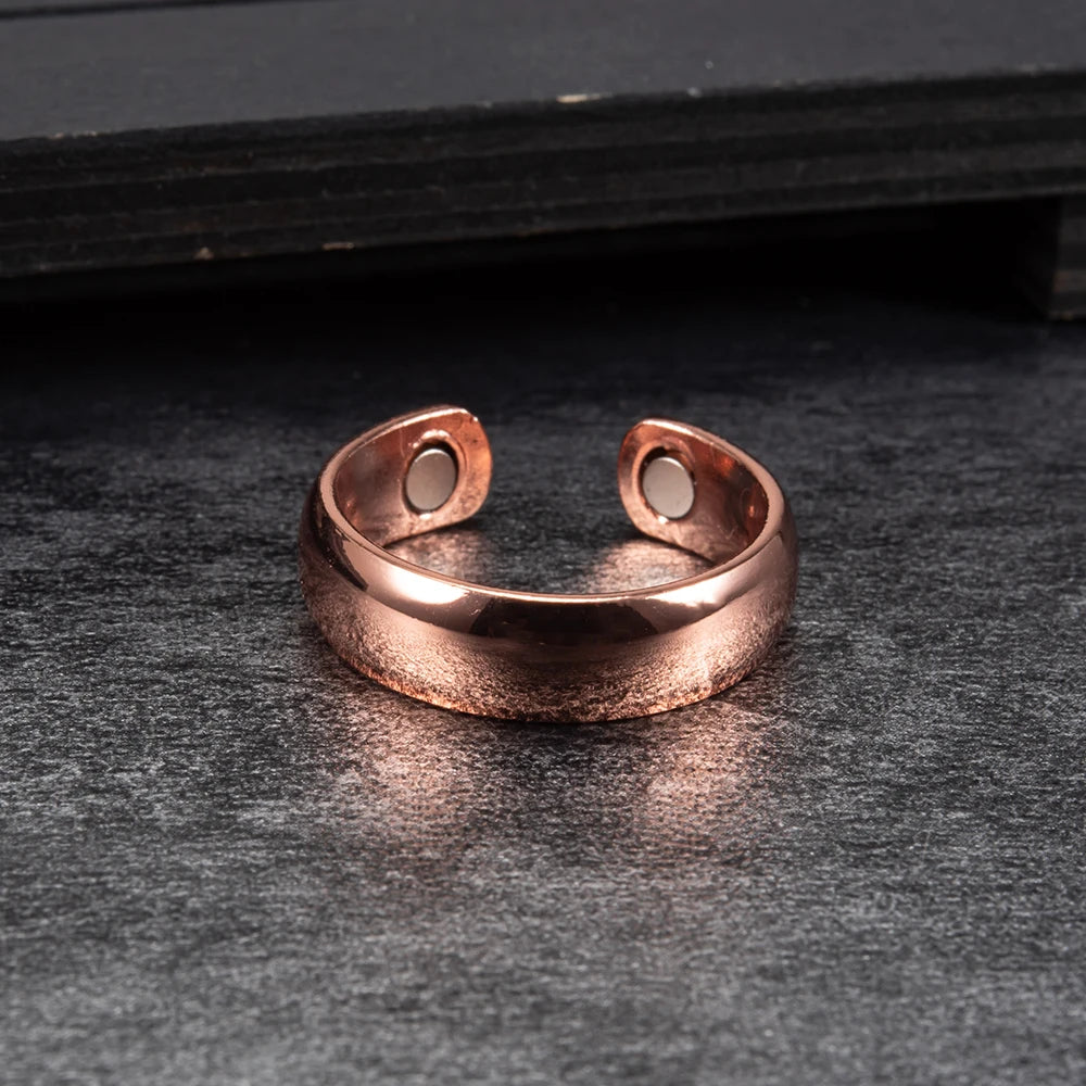 Anillo para Hombres o Mujeres Ring for Men or Women Pure Copper Rings Magnetic 6mm Adjustable Open Cuff Finger Rings