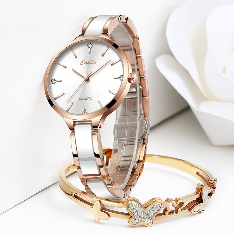Reloj para Mujeres Women Watch Ceramic Watch Women Simple Diamond Clock Casual Fashion Watch Waterproof Wristwatch Relogio Feminino