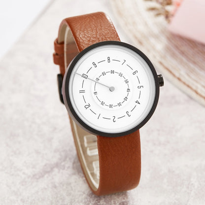 Reloj para Mujeres Unique Simple Quartz Watch Women Leather Strap Casual Circle Watches Clock Men Ladies Dress Wristwatch Couple