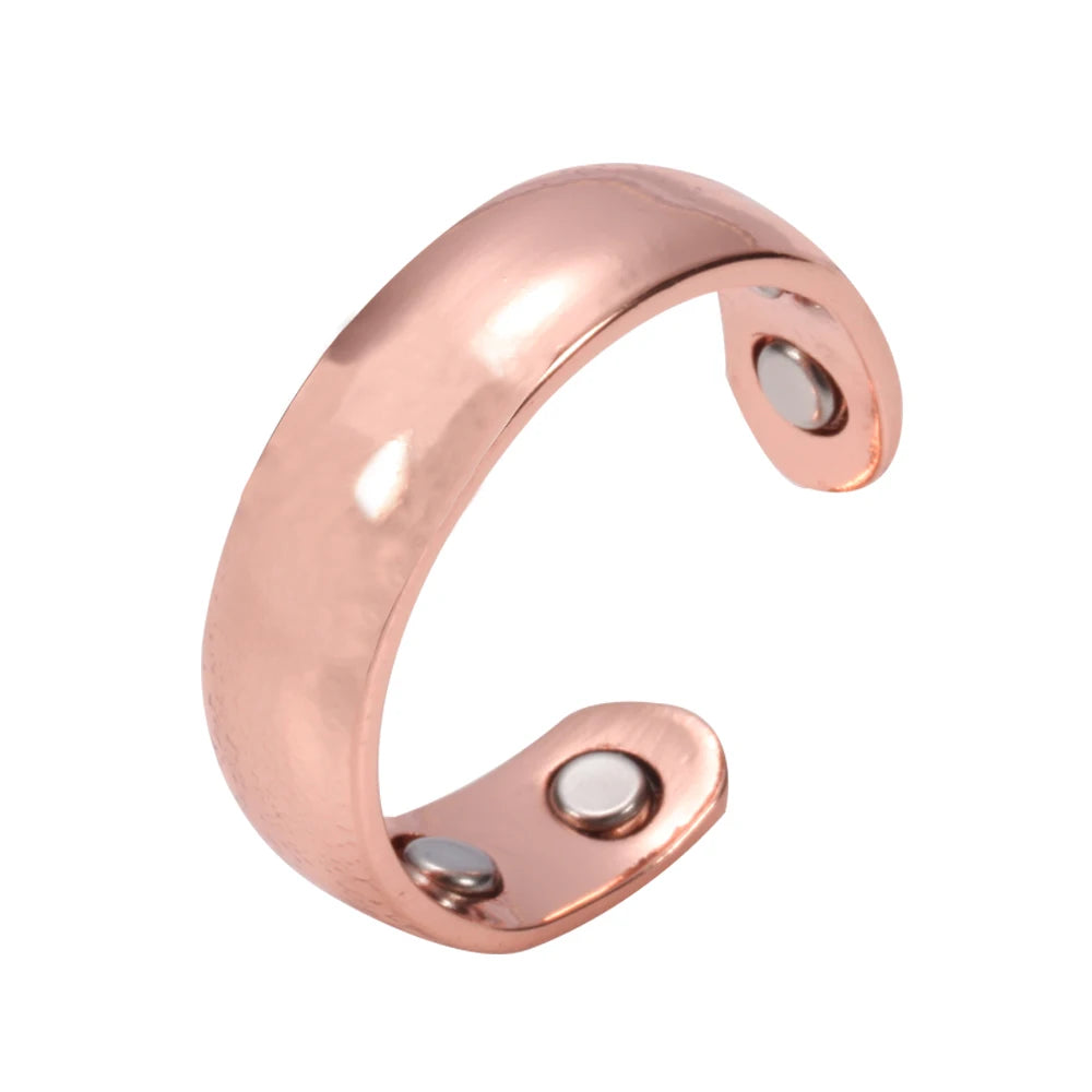 Anillo para Hombres o Mujeres Ring for Men or Women Pure Copper Rings Magnetic 6mm Adjustable Open Cuff Finger Rings