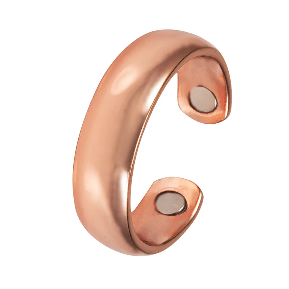 Anillo para Hombres o Mujeres Ring for Men or Women Pure Copper Rings Magnetic 6mm Adjustable Open Cuff Finger Rings