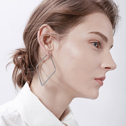 Aretes para mujeres Square Rhombus Big Hoop Earrings For Women