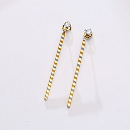 Aretes para mujeres Minimalist Long Bar Dangle Earrings for Women, Stainless Steel Metal Ear Clip Accessory, Street Party Wear Jewelry