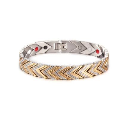 Men's Bracelet Pulsera para hombres Magnetic Bracelets for Women Men Arrow Gold-color Stainless Steel Health Energy Chain Link