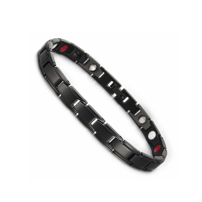 Men's Bracelet Pulsera para hombres Magnetic Bracelets Benefits Gold-color Chain Link Stainless Steel Couple Health Energy Magnetic Jewelry for Women Men