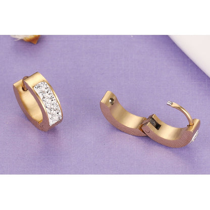 Aretes para mujeres Small Hoop Earrings for Women Crystal Earrings Stainless Steel Gold Color Girl Jewelry