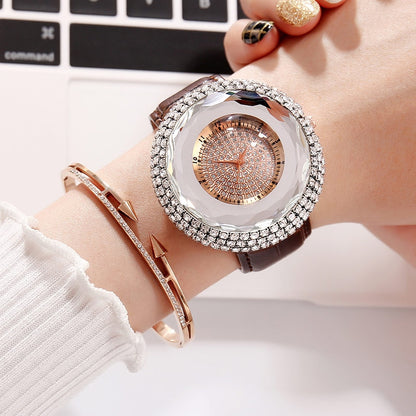 Reloj para Mujeres White Rhinestone Ladies Dress Watch Leather Bracelet Quartz Womens Wristwatch Fashion Causual Montre Femme