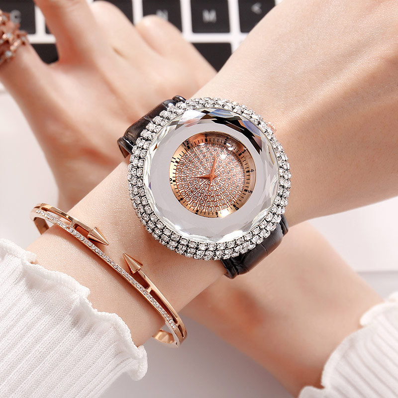 Reloj para Mujeres White Rhinestone Ladies Dress Watch Leather Bracelet Quartz Womens Wristwatch Fashion Causual Montre Femme