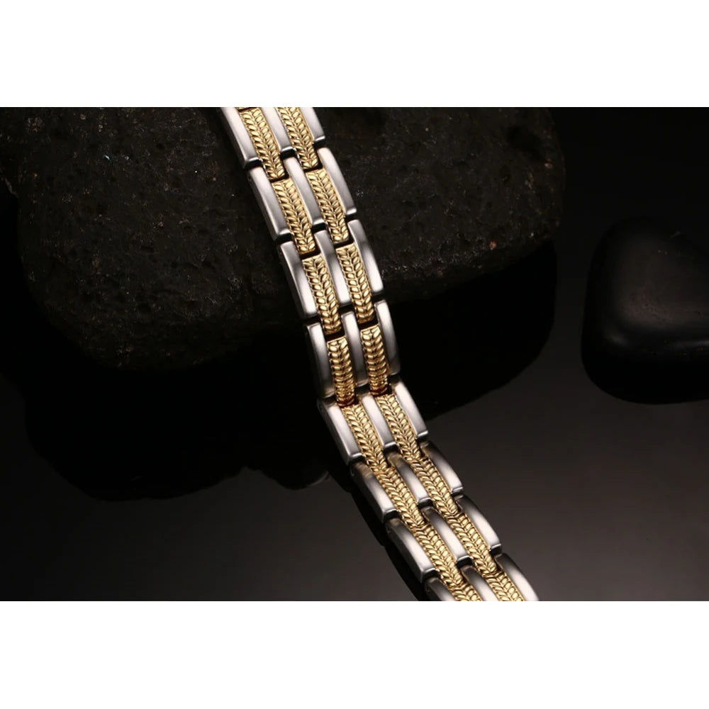Men's Bracelet Pulsera para hombres Mens Chain Link Bracelet Stainless Steel Health Energy Magnetic Bracelets For Men