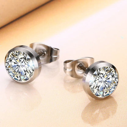 Aretes para mujeres CZ Stone Classic Simple Stud Earrings for Women silver color