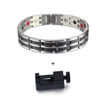 Men's Bracelet Pulsera para hombres Mens Chain Link Bracelet Stainless Steel Health Energy Magnetic Bracelets For Men
