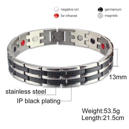 Men's Bracelet Pulsera para hombres Mens Chain Link Bracelet Stainless Steel Health Energy Magnetic Bracelets For Men