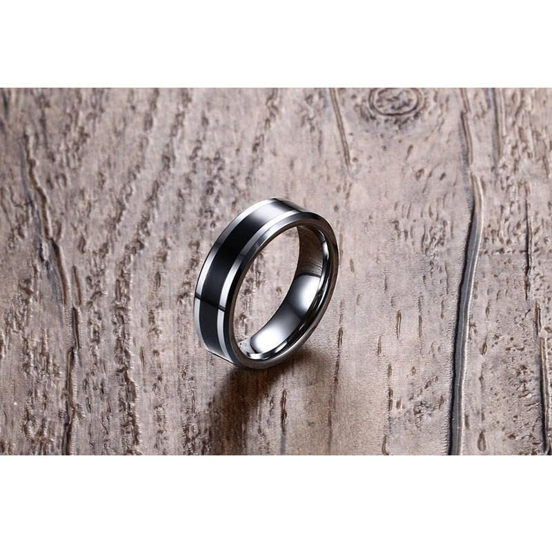 Anillo para Hombre o Mujer Men's Tungsten Wedding Bands Ring Thin Black Line Engagement Ring USA Male Jewelry 6MM Wide