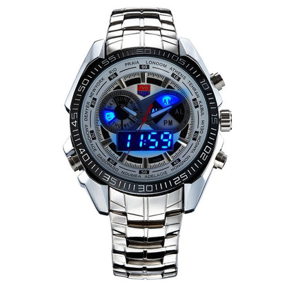 Reloj para Hombre  Stainless Steel Watch Men military Blue Binary LED Waterproof Mens sports Digital Watches gift