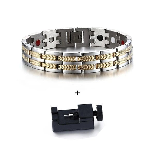 Men's Bracelet Pulsera para hombres Mens Chain Link Bracelet Stainless Steel Health Energy Magnetic Bracelets For Men