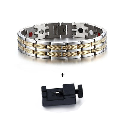 Men's Bracelet Pulsera para hombres Mens Chain Link Bracelet Stainless Steel Health Energy Magnetic Bracelets For Men