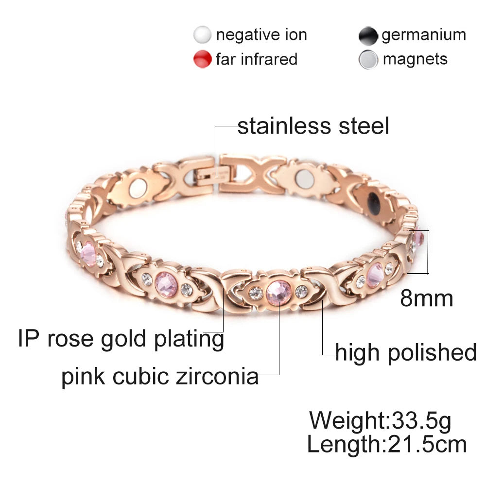Women's Bracelet Pulsera para mujeres Energy Magnetic Bracelets for Women Health Bracelet Femme Stainless Steel Chain Link Bracelets