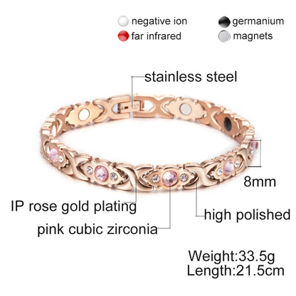 Women's Bracelet Pulsera para mujeres Energy Magnetic Bracelets for Women Health Bracelet Femme Stainless Steel Chain Link Bracelets