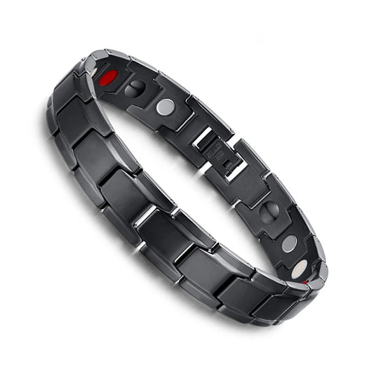 Men's Bracelet Pulsera para hombres Magnetic Bracelets Benefits Gold-color Chain Link Stainless Steel Couple Health Energy Magnetic Jewelry for Women Men