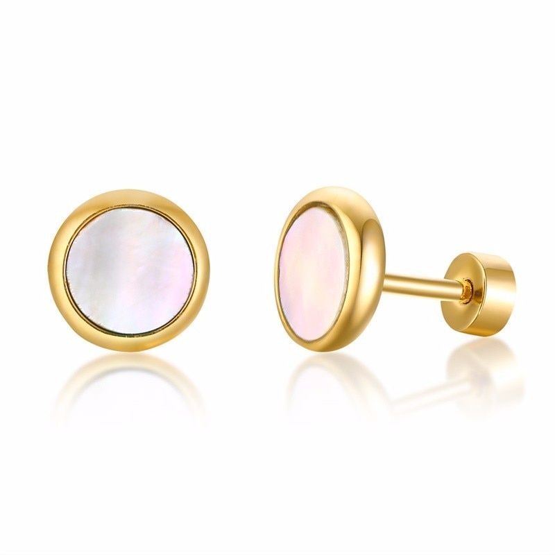 Aretes para mujeres Trendy Shell Stud Earrings for Women Gold Color Stainless Steel Ear Jewelry Simple Classic Feme Brincos