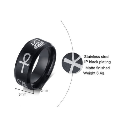 Anillo para Hombre o Mujer Stainless Steel Egypt Eye of Horus Ankh Cross Rings for Men US Size 7-12