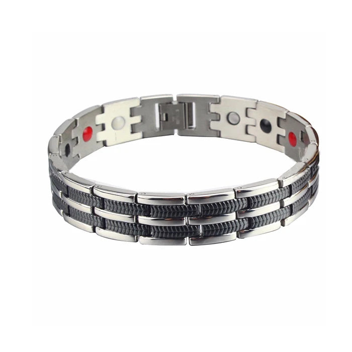 Men's Bracelet Pulsera para hombres Mens Chain Link Bracelet Stainless Steel Health Energy Magnetic Bracelets For Men