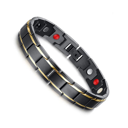 Men's Bracelet Pulsera para hombres Magnetic Bracelets Benefits Gold-color Chain Link Stainless Steel Couple Health Energy Magnetic Jewelry for Women Men
