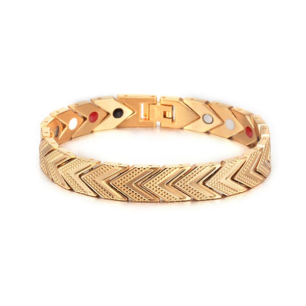 Men's Bracelet Pulsera para hombres Magnetic Bracelets for Women Men Arrow Gold-color Stainless Steel Health Energy Chain Link