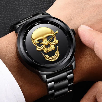 Reloj para Hombre Skeleto Men Watch Top Brand Casual 3D Skull Full Steel Waterproof Military Sports Male Quartz Wrist Watch Relogio Masculino