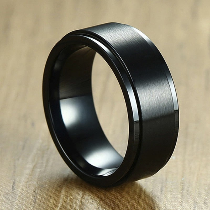 Spinner Ring for Men black Anillo para Hombre o Mujer 6/8mm 