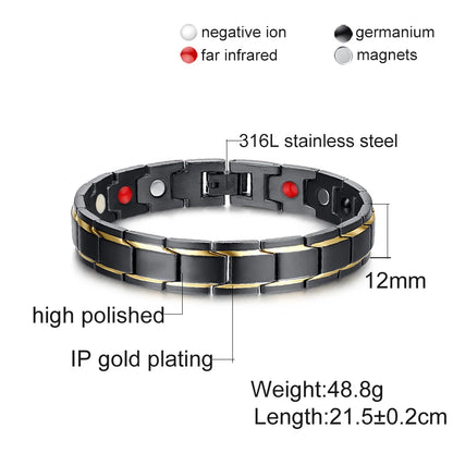 Men's Bracelet Pulsera para hombres Bracelet Male Chain Steel Magnetic Bracelet Benefits Wrist Band Magnetic Bracelets Men Women