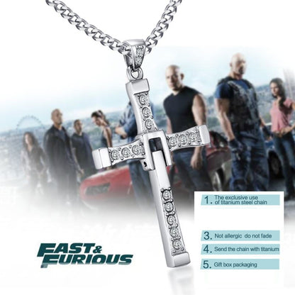 Pendiente y Collar para Hombre Men 316l Stainless Steel Cross Necklace Pendant fast and furious