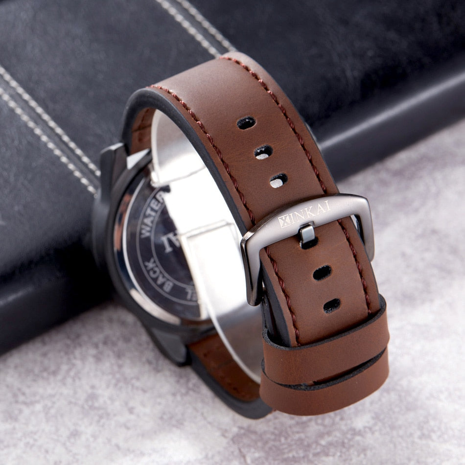 Reloj para Hombre Men Sport Mechanical Watches Clock Man Army Military Leather Wrist Watch Analog Male Relogio Masculino