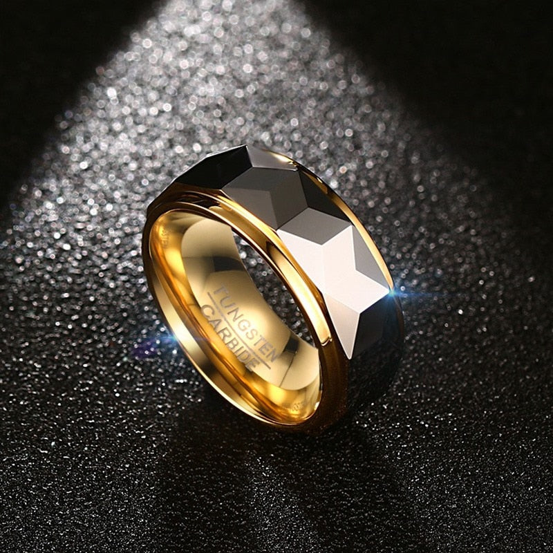 Anillo para Hombre o Mujer Tungsten Men Ring Wedding Male Jewelry Gold Color 8mm Width