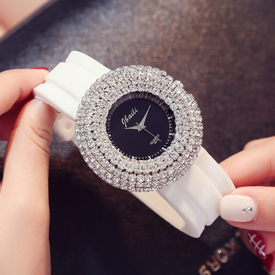 Reloj para Mujeres Crystal Quartz Watches Women Fashion Brand Analog Sports Silicone Ladies Watch female Clock Relogio Feminino