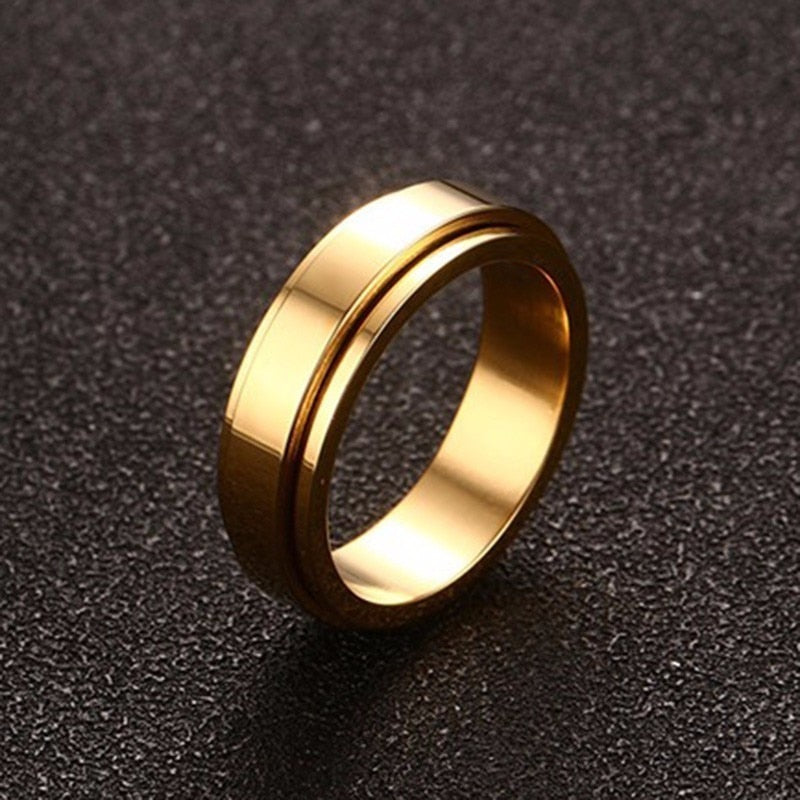 Anillo para Hombre o Mujer 6/8mm Spinner Ring for Men gold color