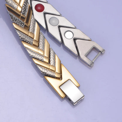 Men's Bracelet Pulsera para hombres Magnetic Bracelets for Women Men Arrow Gold-color Stainless Steel Health Energy Chain Link